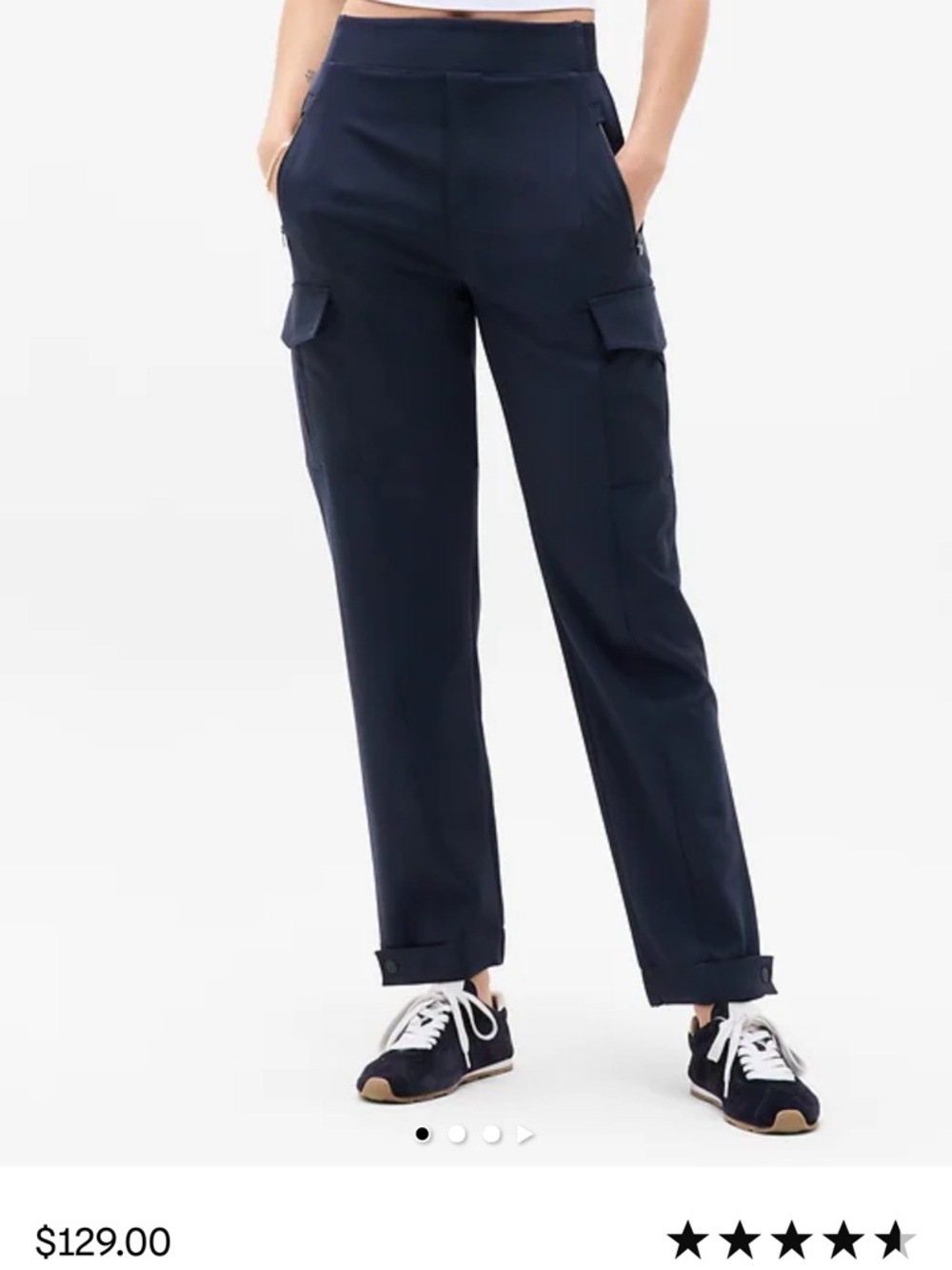Athleta Black Womens Navy Cargo Pants with Zip Pockets